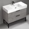 Grey Oak Bathroom Vanity, Modern, 40